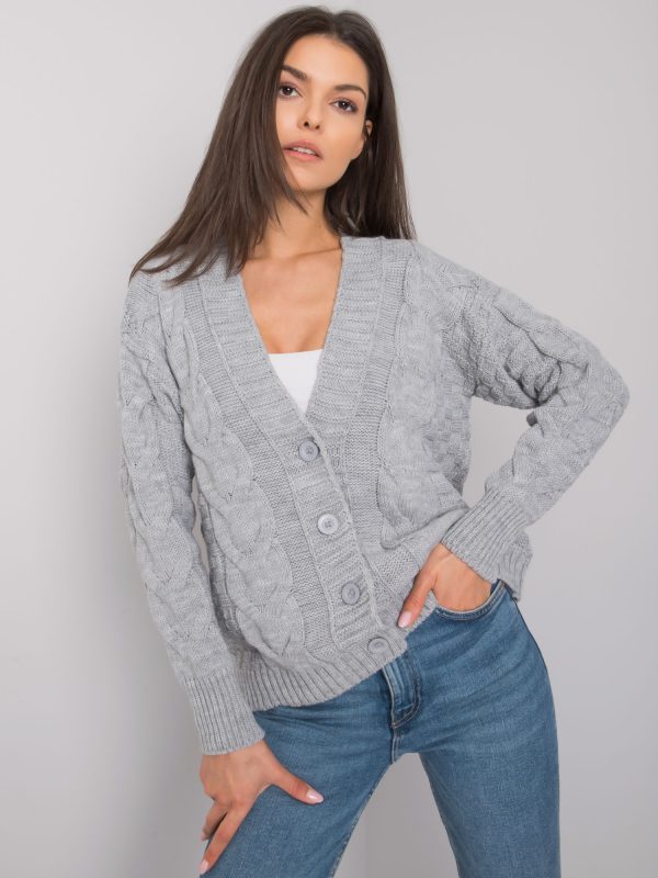 Wholesale Grey cardigan with braids Danville RUE PARIS