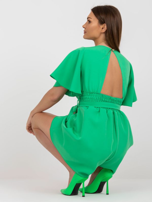 Wholesale Green jumpsuit for summer with neckline on the back RUE PARIS