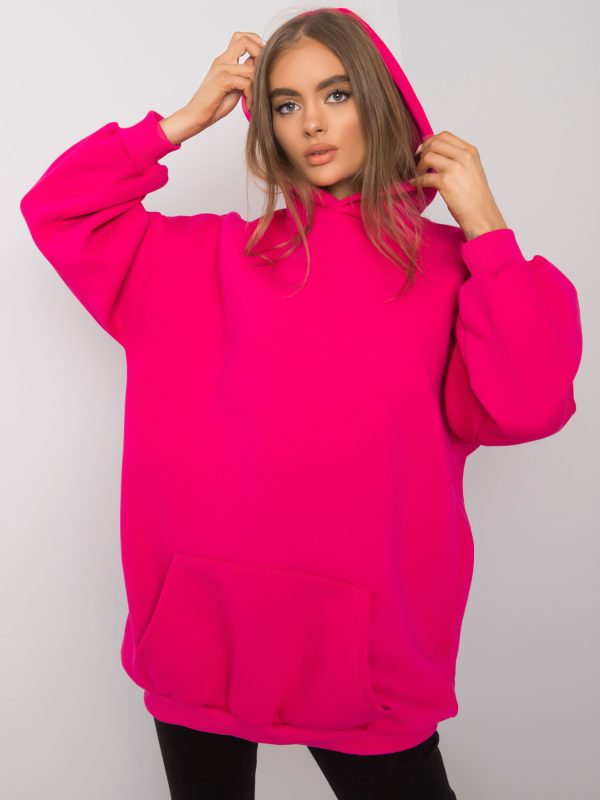 Wholesale Roselle's fuchsia long kangaroo sweatshirt