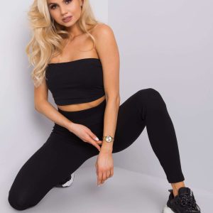 Wholesale Black Sanja Ribbed Leggings