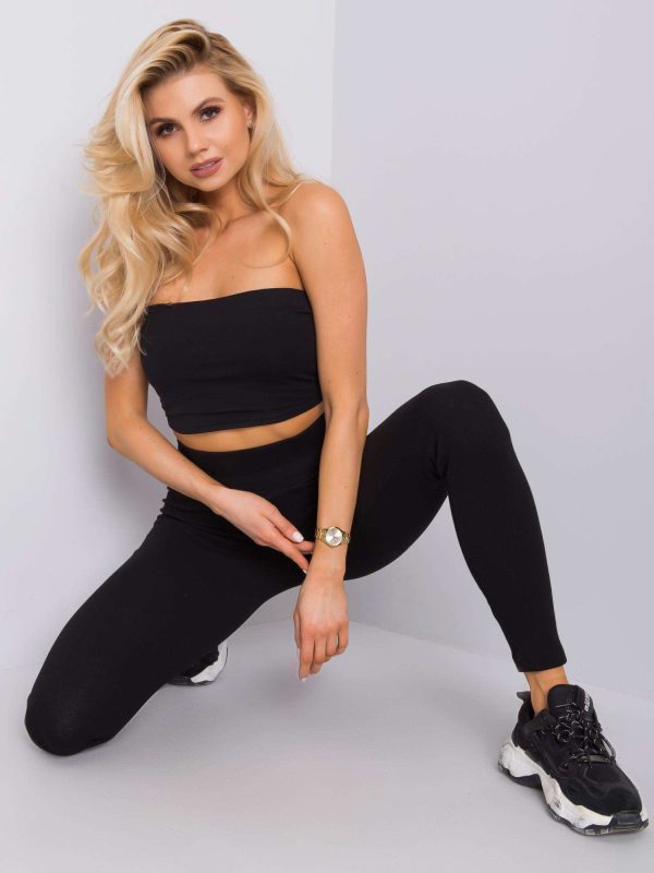 Wholesale Black Sanja Ribbed Leggings