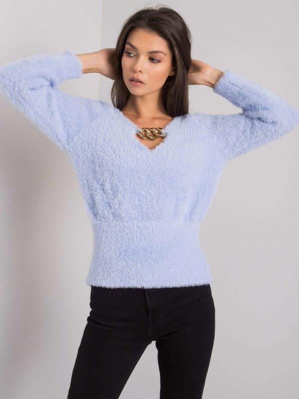 Wholesale Light blue jumper with cutouts Leandre RUE PARIS