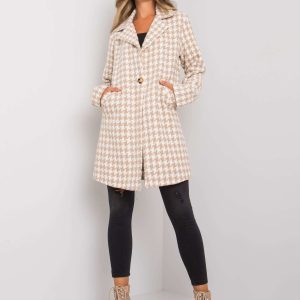 Wholesale White-beige houndstooth coat Amirah RUE PARIS