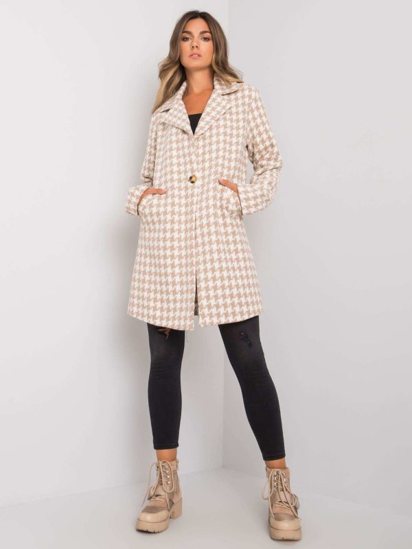 Wholesale White-beige houndstooth coat Amirah RUE PARIS