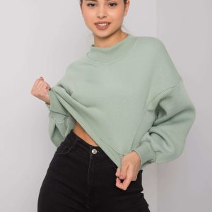 Wholesale Pistachio hoodless sweatshirt Thilde