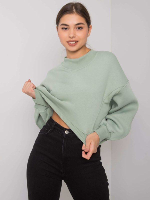 Wholesale Pistachio hoodless sweatshirt Thilde