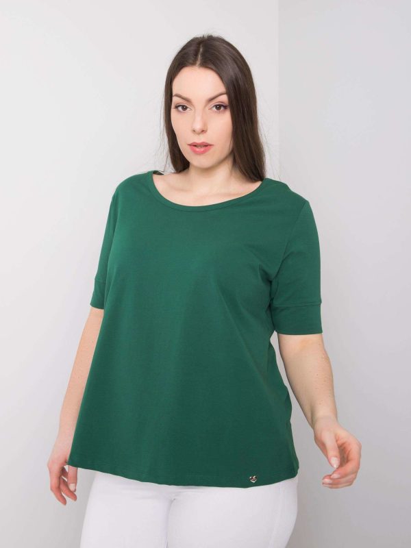 Wholesale Dark Green Plus Size Cotton T-Shirt