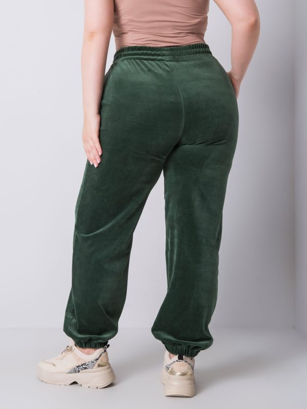 Wholesale Dark green velour sweatpants Jackie RUE PARIS