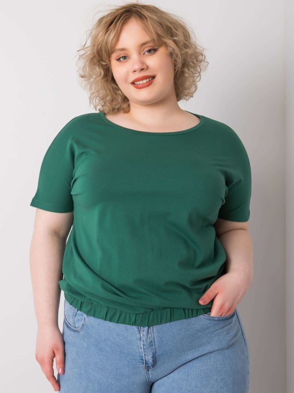 Wholesale Dark green plus size blouse with Addyson ribbed