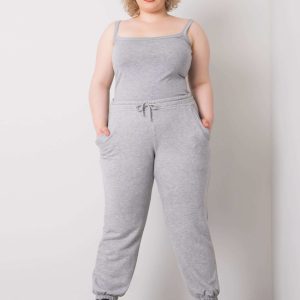 Wholesale Grey melange plus size sweatpants in Ainhoa Cotton