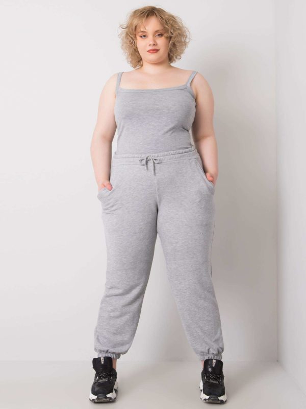 Wholesale Grey melange plus size sweatpants in Ainhoa Cotton