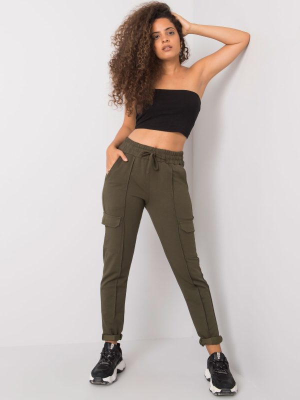 Wholesale Khaki sweatpants with pockets Despina RUE PARIS