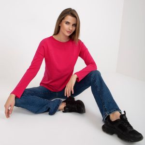 Wholesale Women's Fuchsia Basic Longsleeve Cotton Blouse