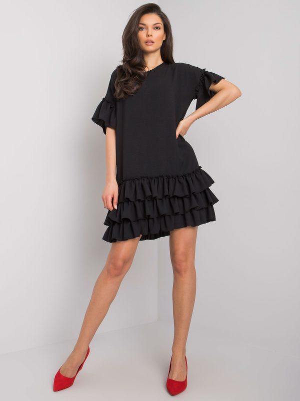 Wholesale Melanie RUE PARIS black ruffle dress