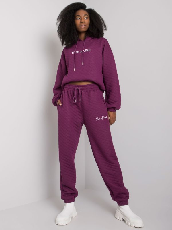 Wholesale Purple sweatpants with quilting Naomi RUE PARIS