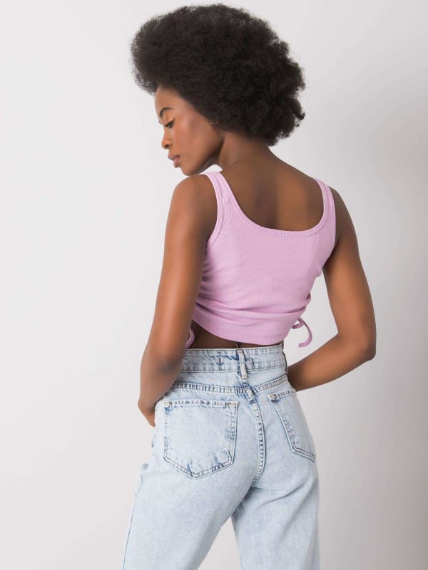 Wholesale Light purple crop top with welts Loretta RUE PARIS