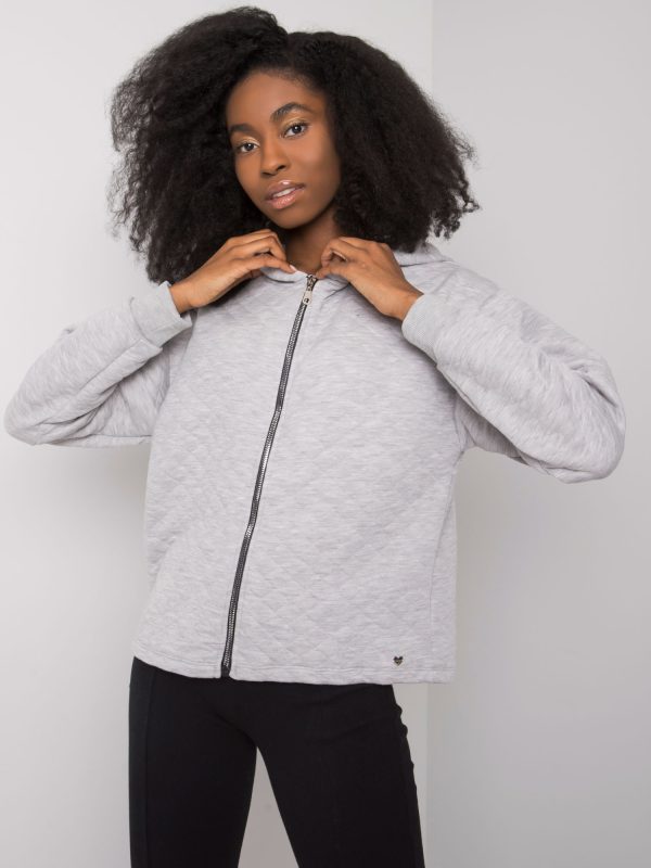 Wholesale Grey melange quilted sweatshirt basic Melanie