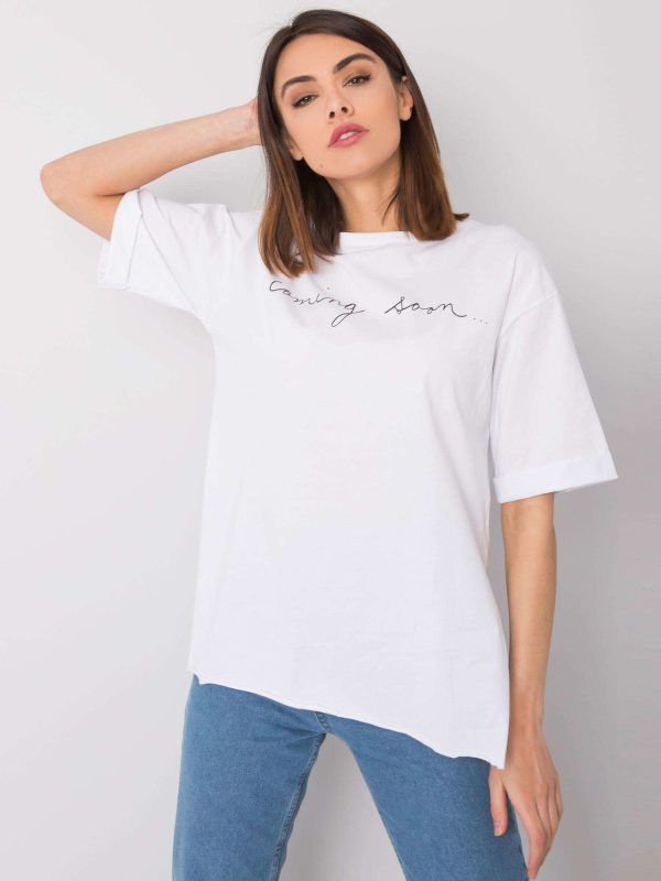 Wholesale White t-shirt with the inscription Riley RUE PARIS