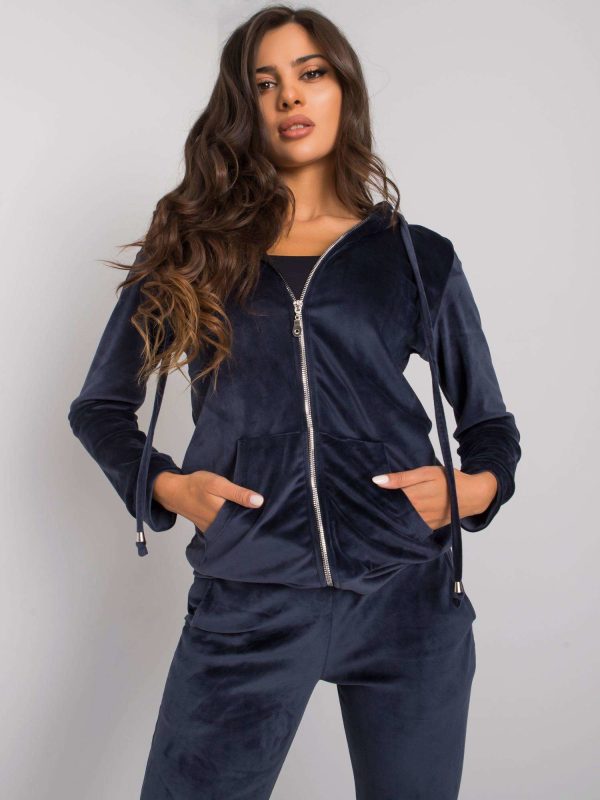 Wholesale Navy blue two-piece velour set Roxe RUE PARIS