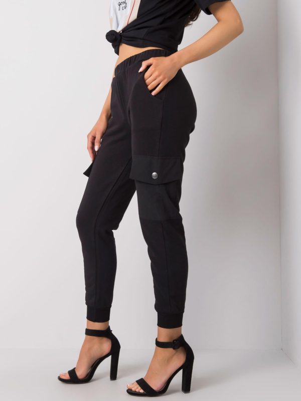 Wholesale Black sweatpants with pockets Betsy RUE PARIS