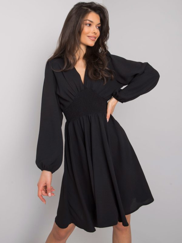 Wholesale Black dress with ruffles Lina RUE PARIS