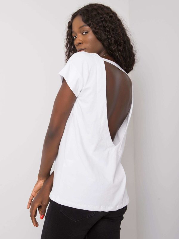 Wholesale White blouse with a neckline on the back Fadia