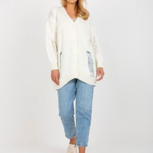 Wholesale Ecru oversized cardigan with holes RUE PARIS