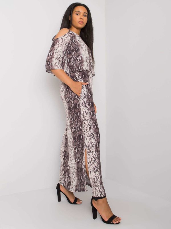 Wholesale Ecru-grey long dress plus size Florens RUE PARIS