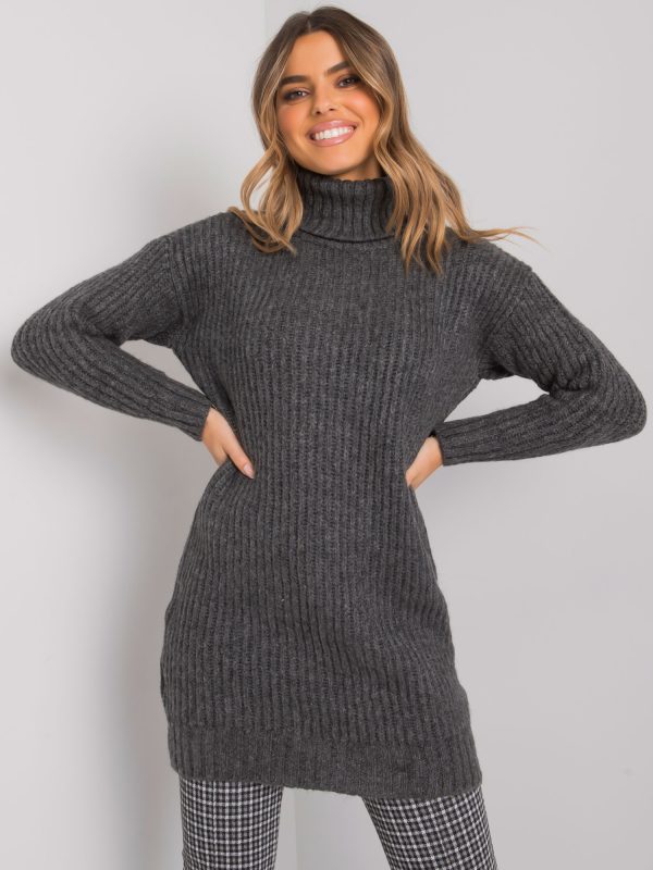 Wholesale Dark Grey Long Turtleneck Sweater Daventry RUE PARIS