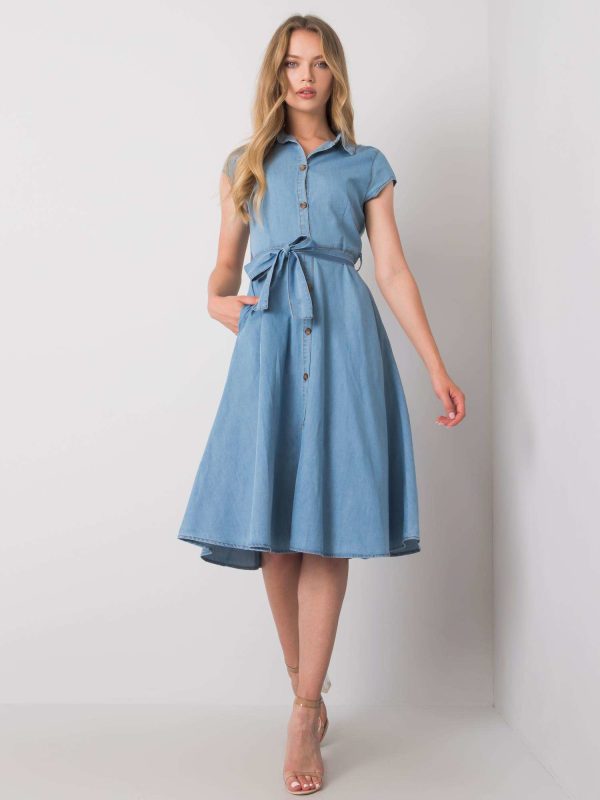 Wholesale Polly RUE PARIS blue cotton dress