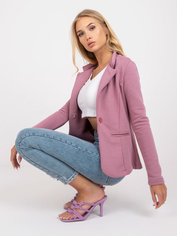 Wholesale Dirty pink sweatshirt jacket with clasp