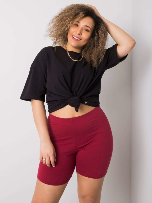 Wholesale Burgundy plus size shorts in Alessia cotton