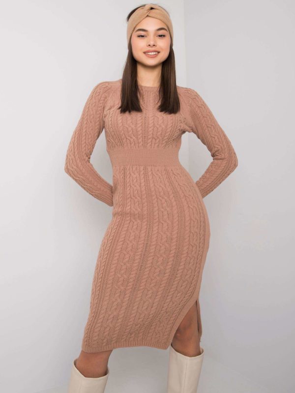 Wholesale Camel knit dress Ellada RUE PARIS