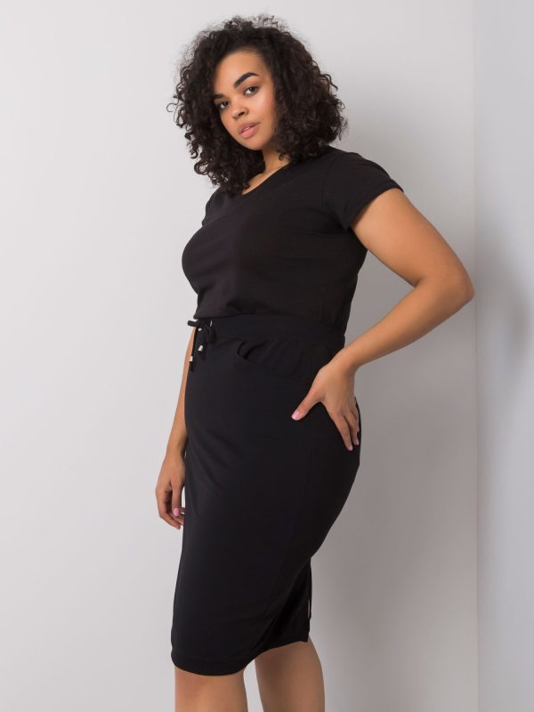 Wholesale Andreia Black Plus Size Cotton Skirt