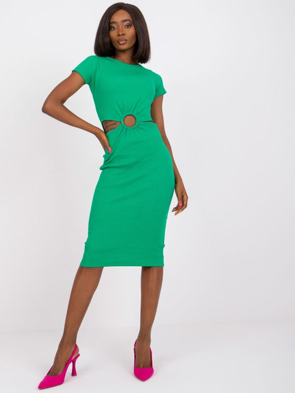 Wholesale Cecilia RUE PARIS Green Ribbed Midi Dress