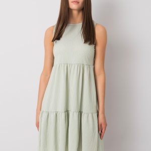 Wholesale Pistachio striped dress Tebby RUE PARIS