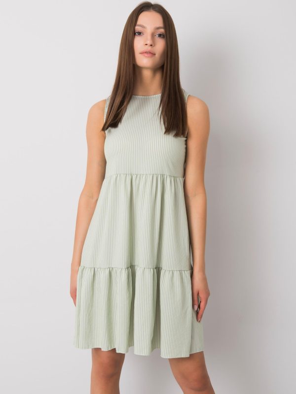 Wholesale Pistachio striped dress Tebby RUE PARIS