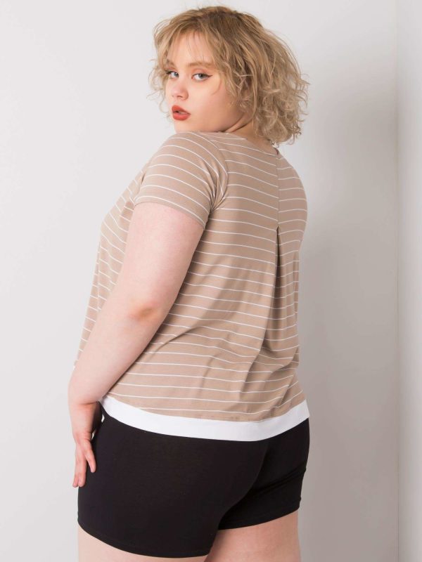 Wholesale Dark beige plus size blouse with viscose Lilianne