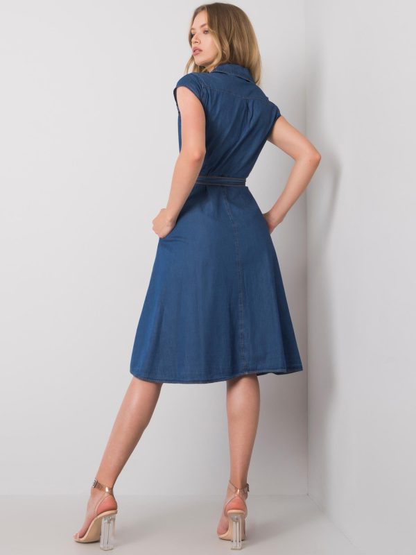 Wholesale Dark blue dress with buttons Depika RUE PARIS