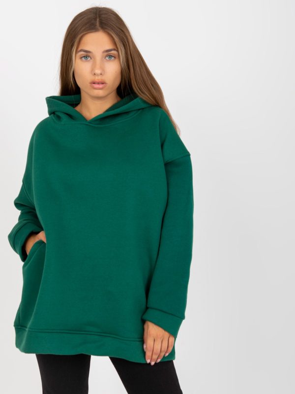 Wholesale Dark green sweatshirt basic oversize cut