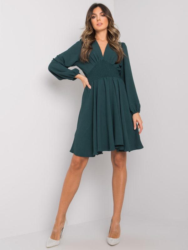 Wholesale Green dress with ruffles Lina RUE PARIS