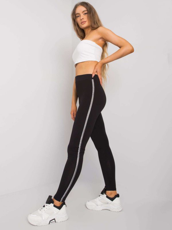 Wholesale Black and silver cotton leggings Naila RUE PARIS