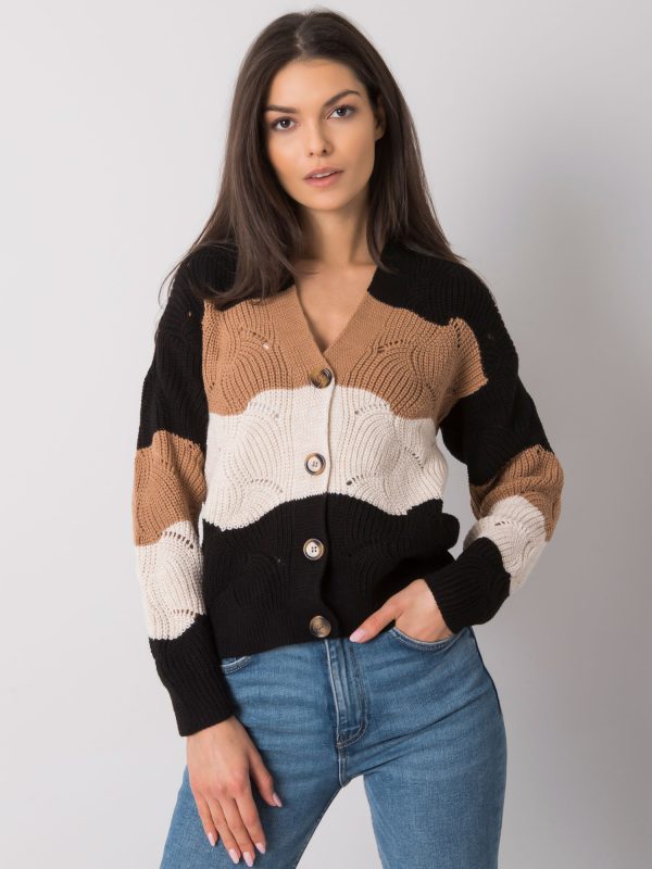 Wholesale Black and beige button-down sweater Beaumont RUE PARIS