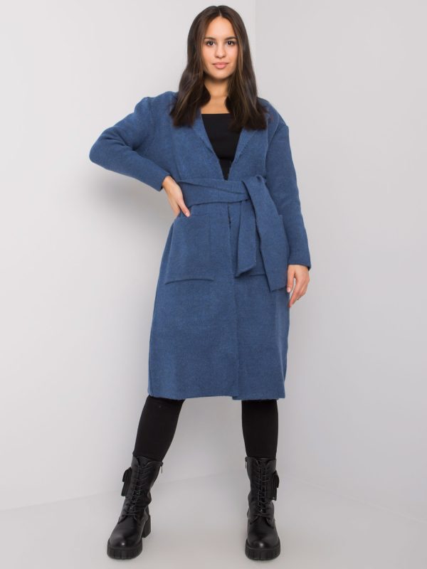 Wholesale Dark blue cardigan with binding Cordie RUE PARIS