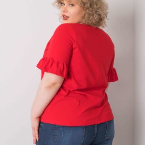 Wholesale Yareli Cotton Red Plus Size Blouse