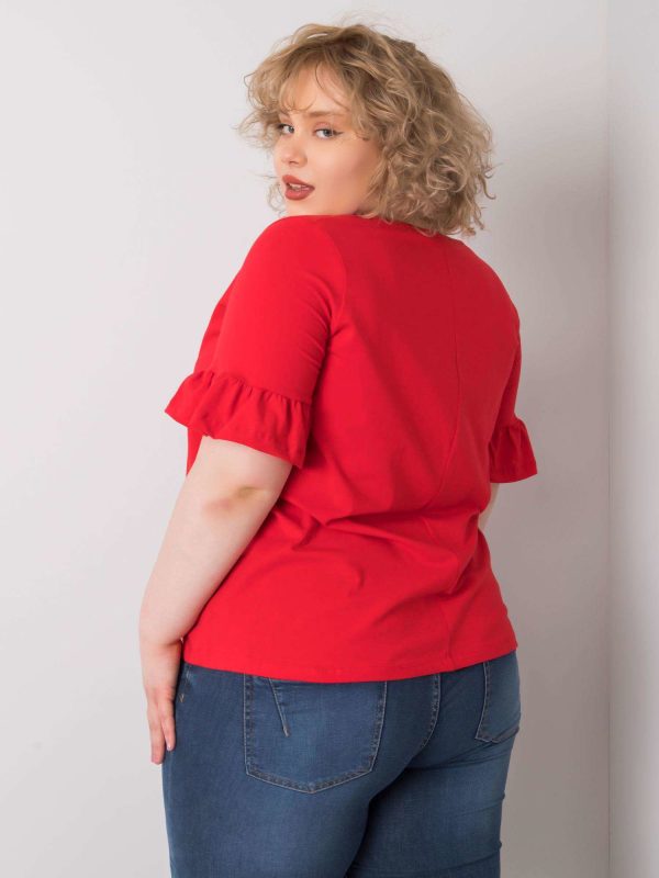 Wholesale Yareli Cotton Red Plus Size Blouse