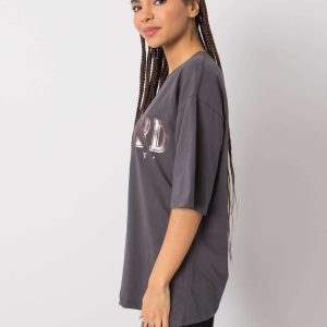 Wholesale Graphite t-shirt with print Lisa RUE PARIS