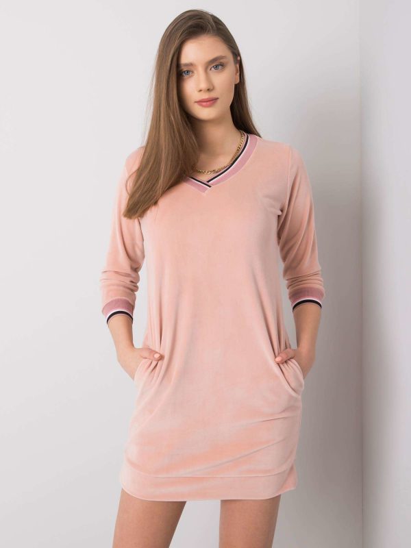 Wholesale Dirty pink velour dress Aspen RUE PARIS