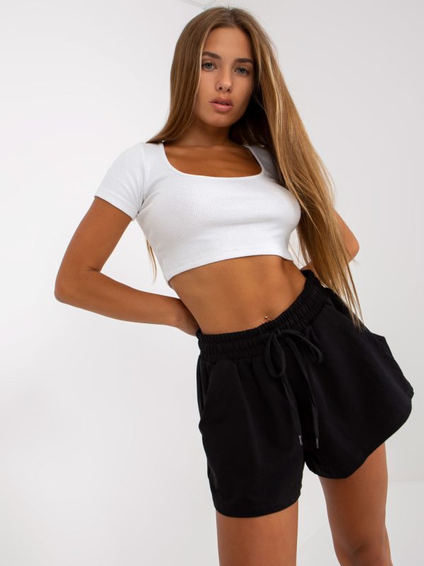 Wholesale Black sweatpants short basic with pockets RUE PARIS