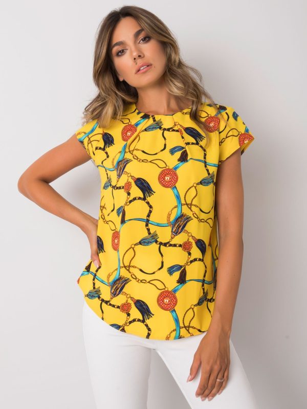 Wholesale Yellow blouse with prints Aleena RUE PARIS